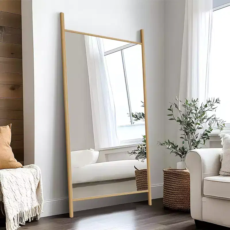 PexFix 35 in. W x 73 in. H Ladder-Style Solid Wood Framed Mirror in Brown