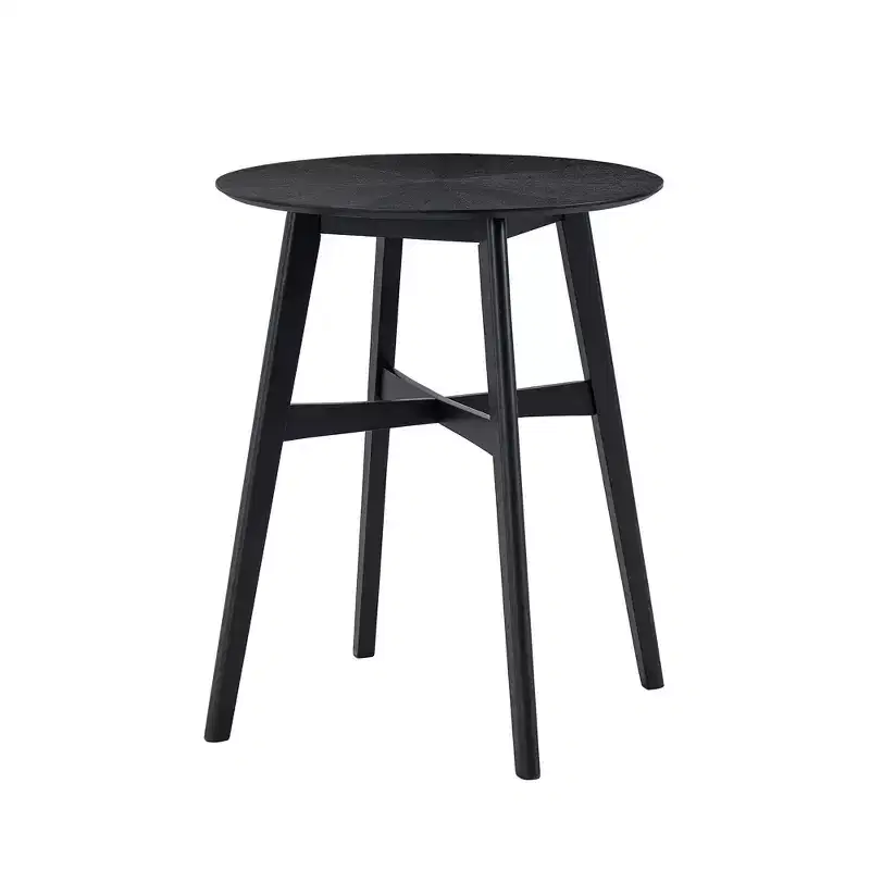 Round Dining Table Kitchen Table Wooden High Top Bar Table for 2-4, Black