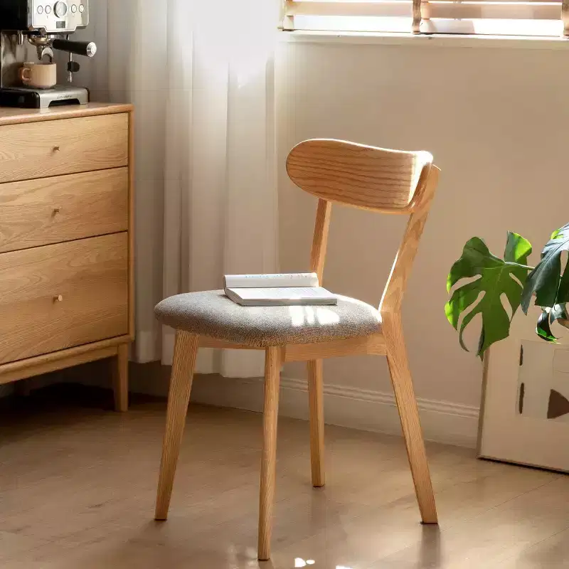 Modern Dining Chairs with Padded Seat, Solid Wood Kitchen Chairs, Armless Accent Chairs for Dining Room or Living Room
