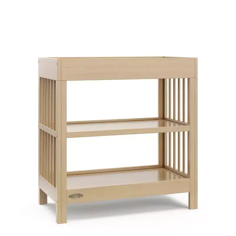 Baby Changing Table with Water-Resistant Pad & 2 Open Shelves – GREENGUARD Gold Certified, White