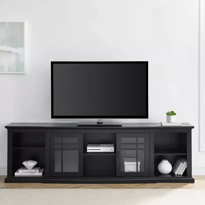 Transitional 2 Window Pane Door TV Stand for TVs up to 85