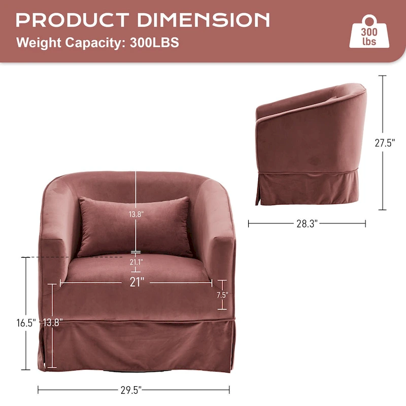 Ouyessir Set of 2 Swivel Barrel Chair 360 Degree Upholstered Accent Chair Fabric Armchair