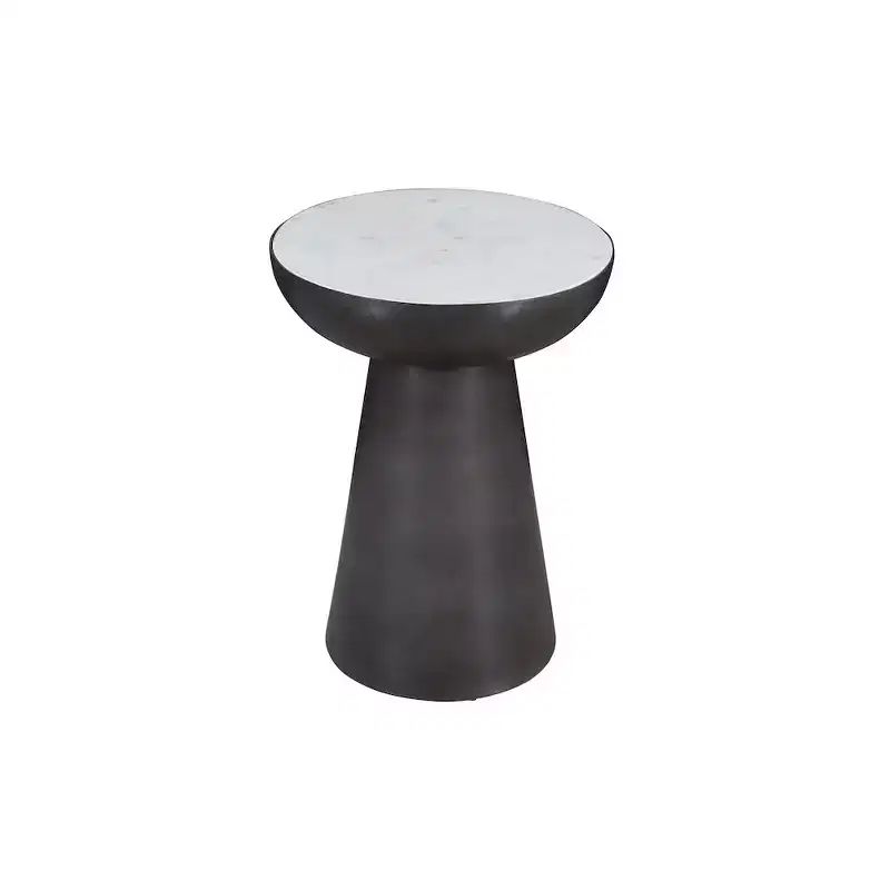 Jofran,Circularity Modern Luxury Marble and Iron 15 Round Pedestal Chairside End Table