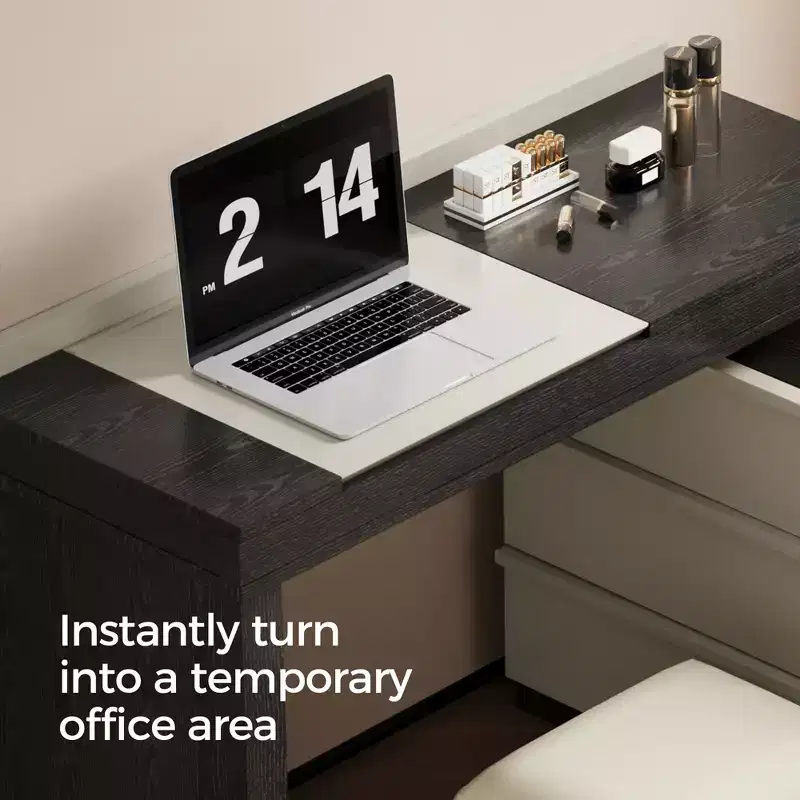 Luck Live Modern vanities expandable modern vanity table with soft stool