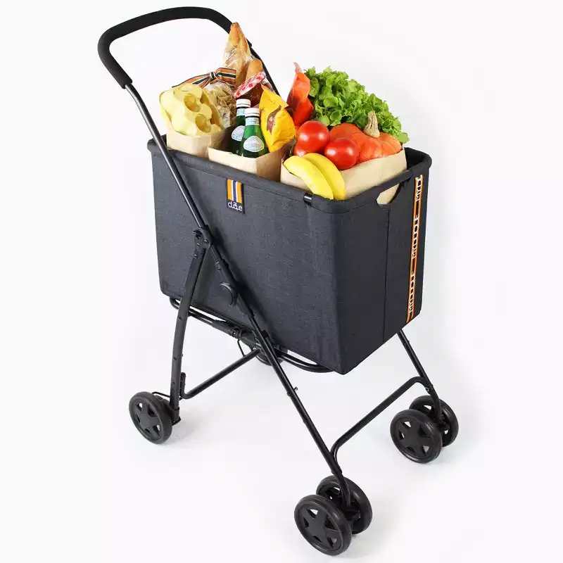 My Duque: Mila Shopping Stroller - Melange Black - Wheeled Utility Cart