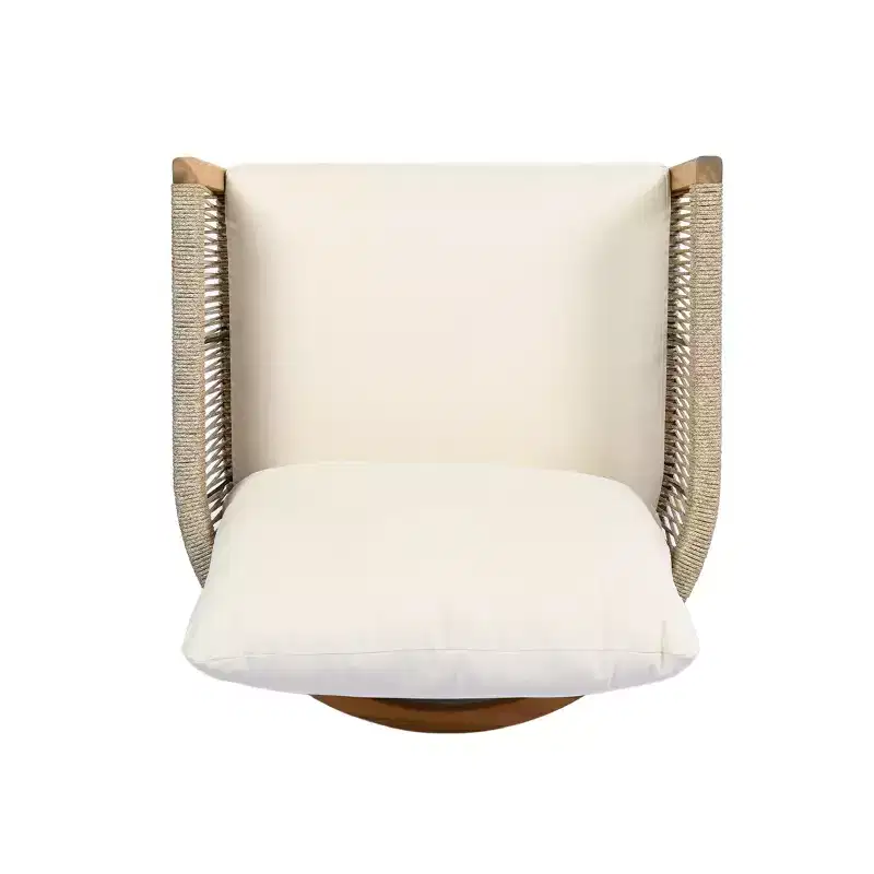 Christopher Knight Home Celeste Patio Rope Weaving Acacia Wood Upholstered Club Chair