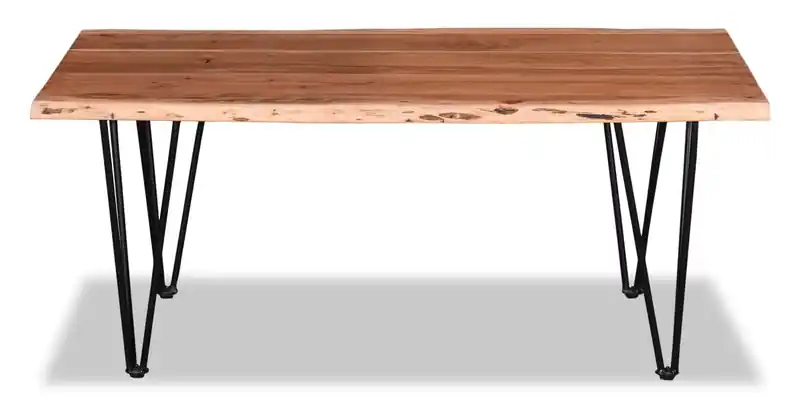 45 Rustic Coffee Table - Brown and Black with Metal Legs
