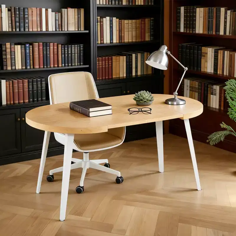 Extendable Dining Table with Metal Leg and MDF Top, 100/140/180x100x75cm, Oak Finish, for Multiple Uses