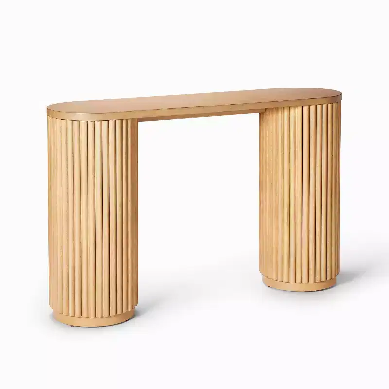 Dowel Console Table, Natural Oval Silhouette with Scalloped Legs