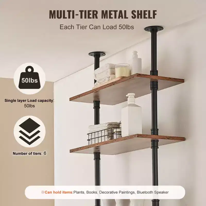 5-Tier Industrial Pipe Wall Shelf – 24