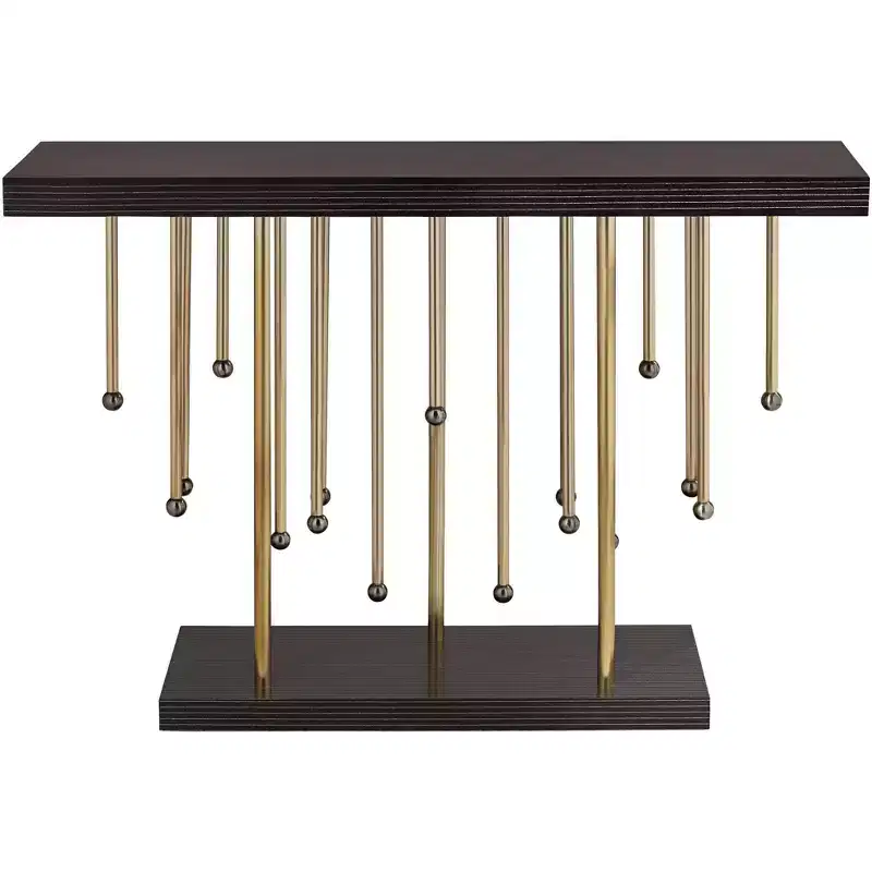 Gold Metal Console Table with Raindrop Strands 48''L x 13.75''W
