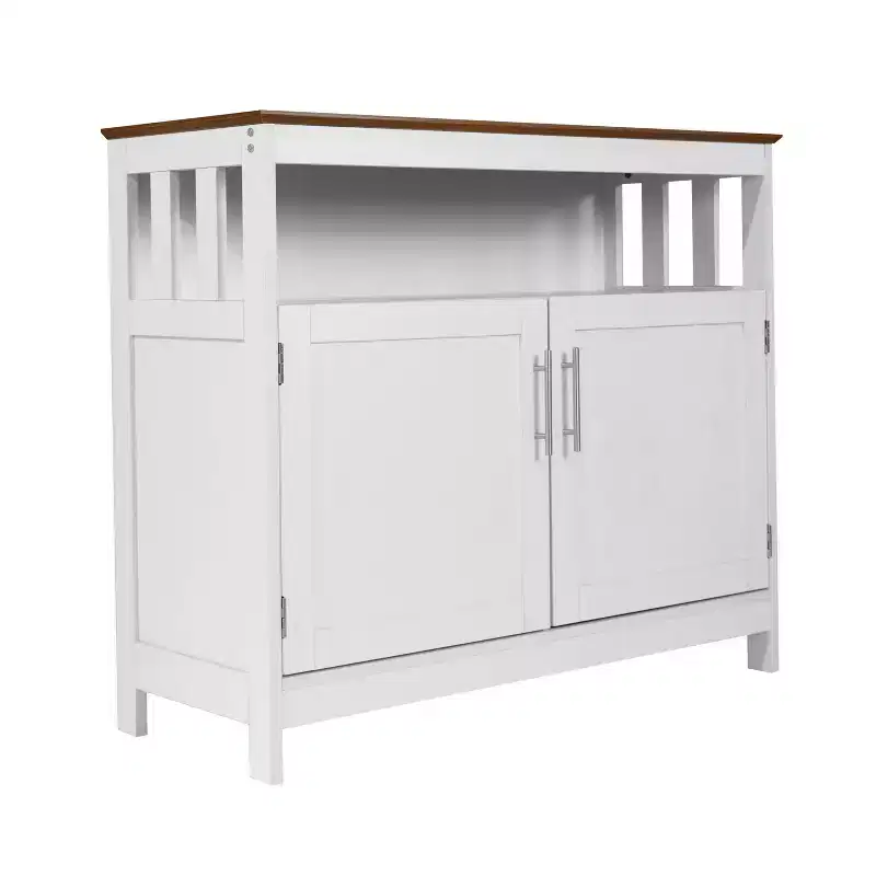 Emma and Oliver 40 Inch Buffet and Sideboard with Open Storage Shelf and Double Door Storage Cabinet