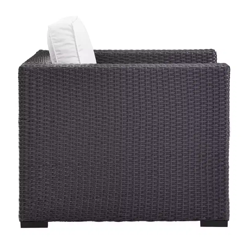 Biscayne Armchair with White Cushions - Brown/White - Crosley