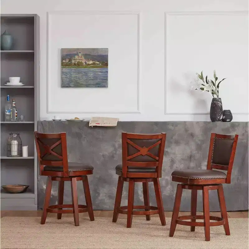 Boraam Broadmoor Swivel Counter Height Barstool Cherry Finish
