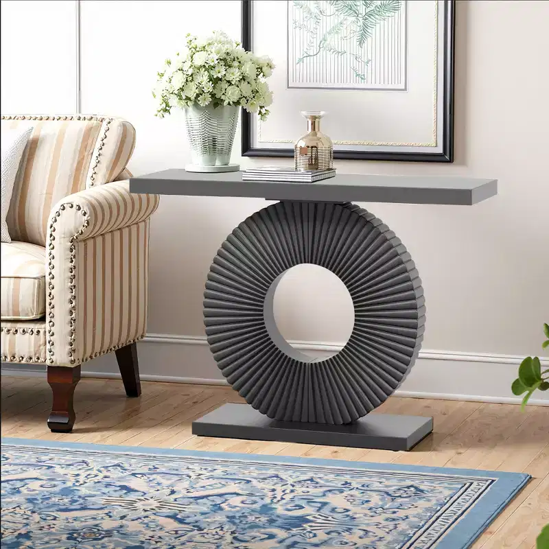 Stylish Clutter-Free Storage Console Table, Abstract Texture Top Display Table for Collectibles