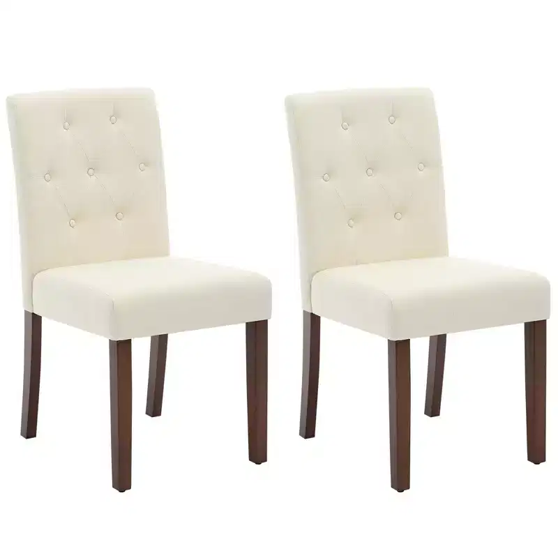 Upholstered Dining Chairs Set of 2, Tufted Kitchen Chair with Padded Seat, Comfy Armless Side Chair, Accent Parson Chairs for Living Room