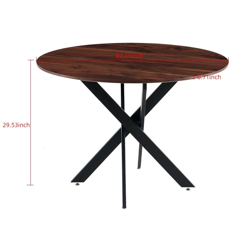 Modern Style 5-Piece Dining Set with Round Table and 4 Grid Dining Chairs