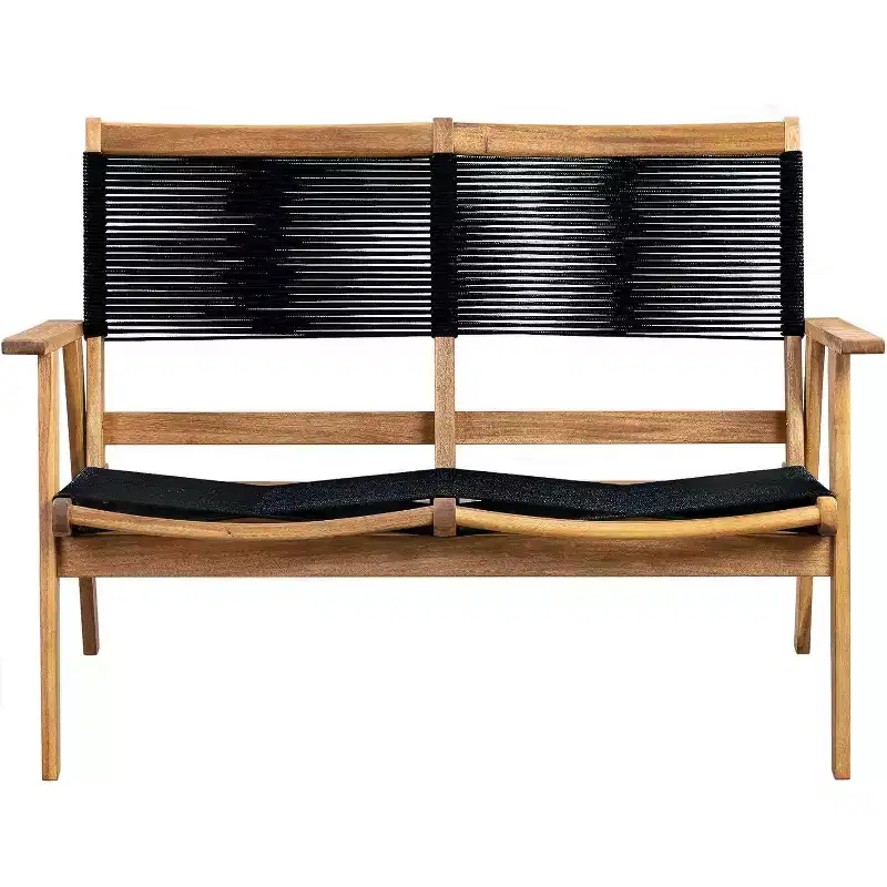 Balkene Home 63368 Kingsmen Loveseat Bench  Mid-Century Modern Wooden Bench for Living Room, Bedroom, Patio, Poolside, Entryway, Indoors & Outdoors