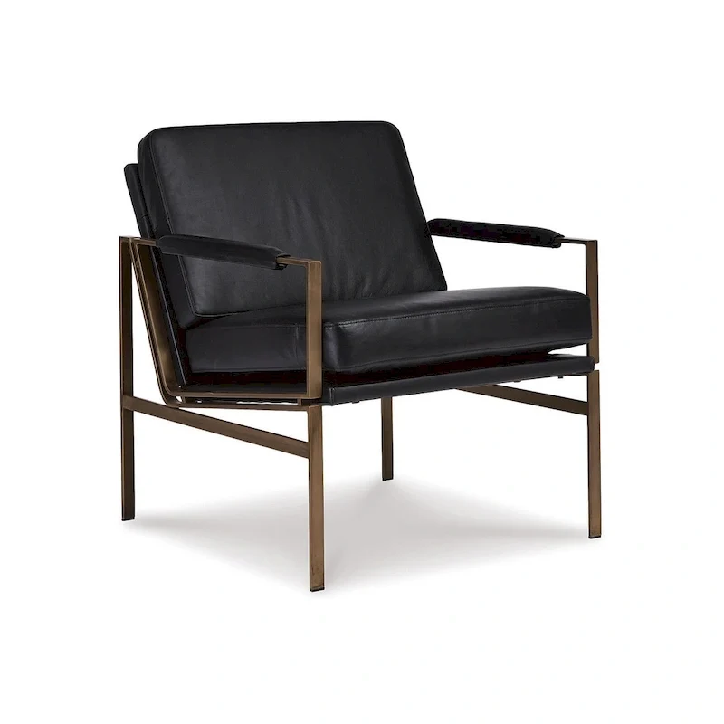 Mid Century Modern Leather Accent Chair - 29 W x 31.5 D x 34.25 H