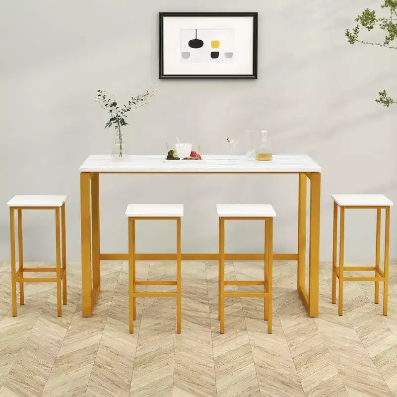 Costway 4 PCS 26Bar Stool Set with Metal Frame Footrest Backless Counter Height Stool Brown