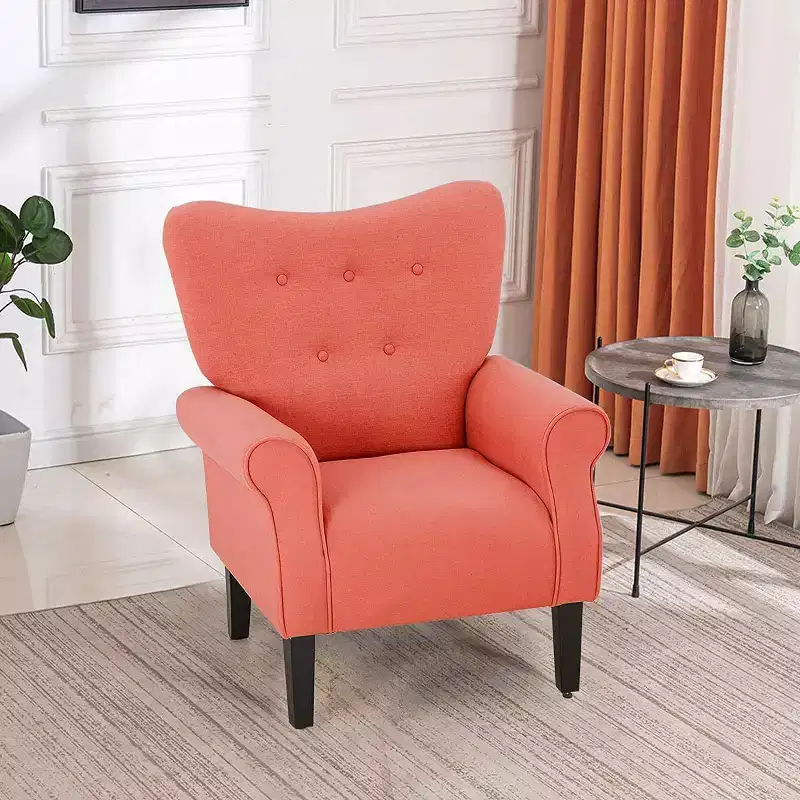 Mid Century Velvet Tufted Armchair, High Back Accent Chair