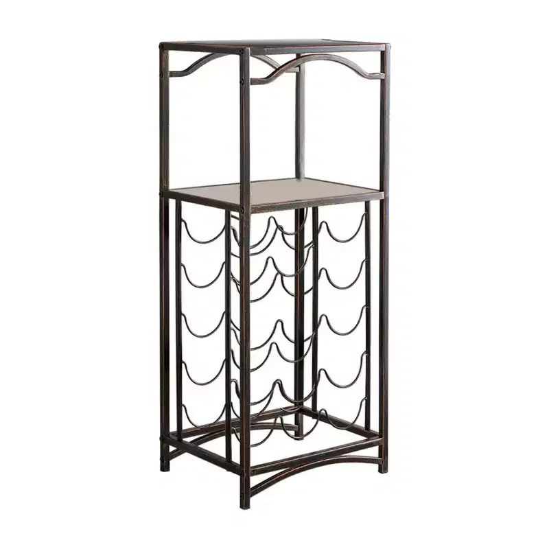 Biola 15 Bottle Capacity Metal Wine Rack Storage Organizer, Brushed Copper