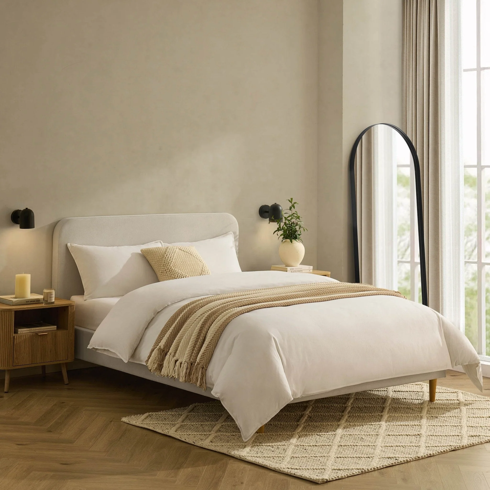 Bed - Cream Linen
