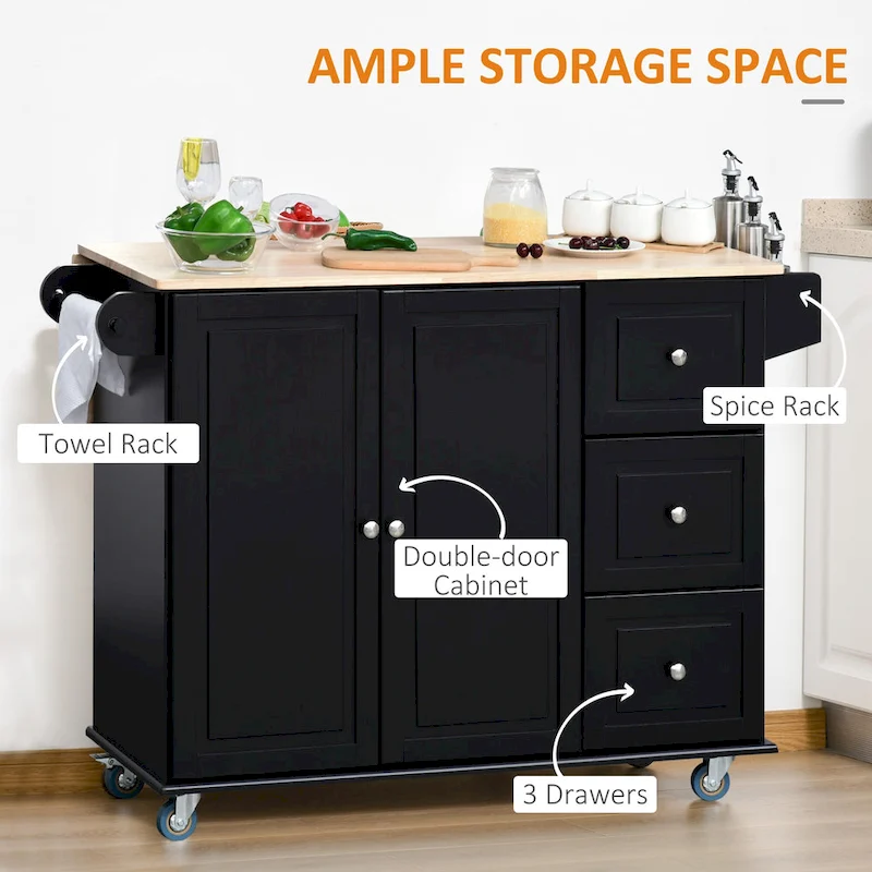 Mobile Kitchen Island With Drop Leaf(no include stool)