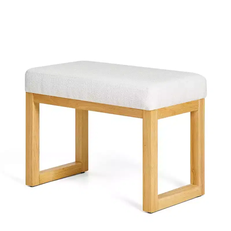 TUYOHW Modern Storage Ottoman,Minimalist Solid Wood Frame Entryway Shoe Bench,Soft Upholstered Accent Stool for Bedroom,Living Room