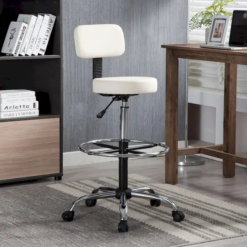 Adjustable Ergonomic Drafting Chair - Cream