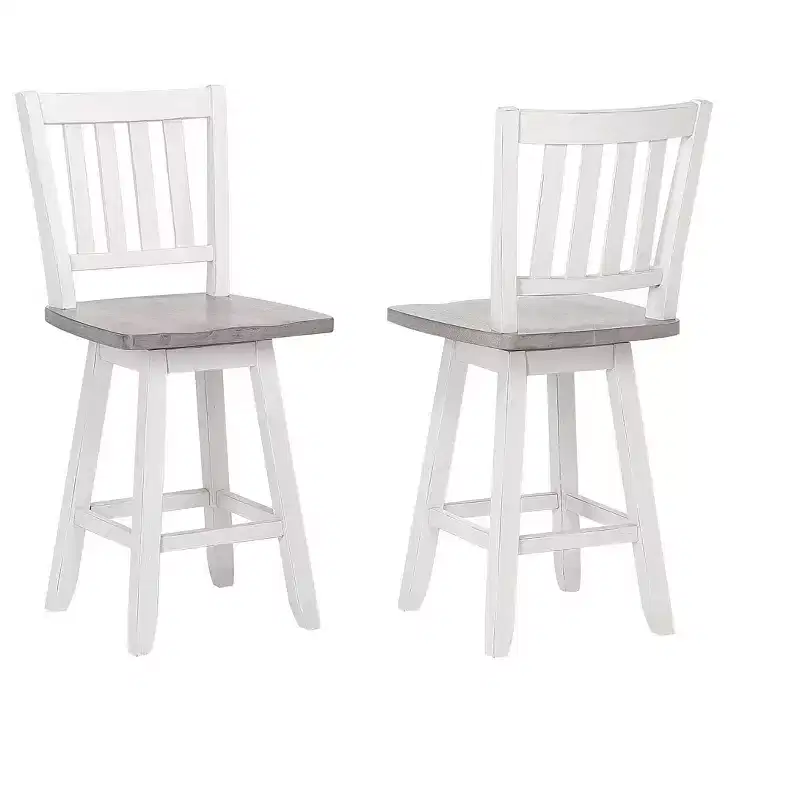 Kings Brand Furniture Gwinn Counter Height Swivel Stool, Set of 2, White/Wash Gray