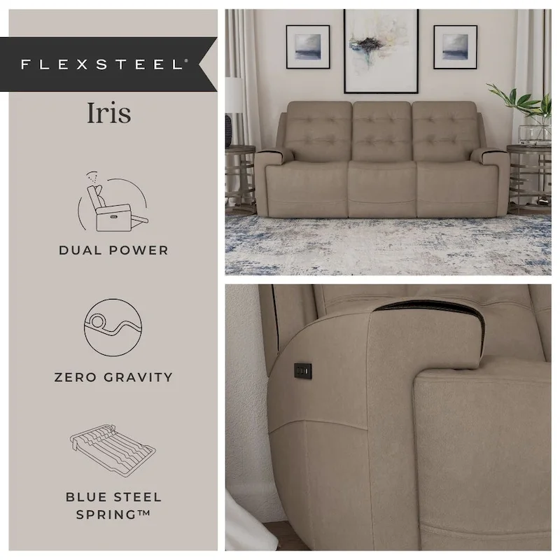 Top Grain Leather Power Reclining Sofa with Power Headrests and Zero Gravity