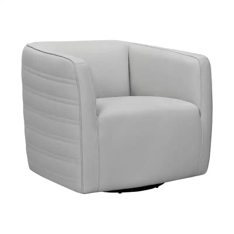 Genuine Leather Swivel Barrel Chair