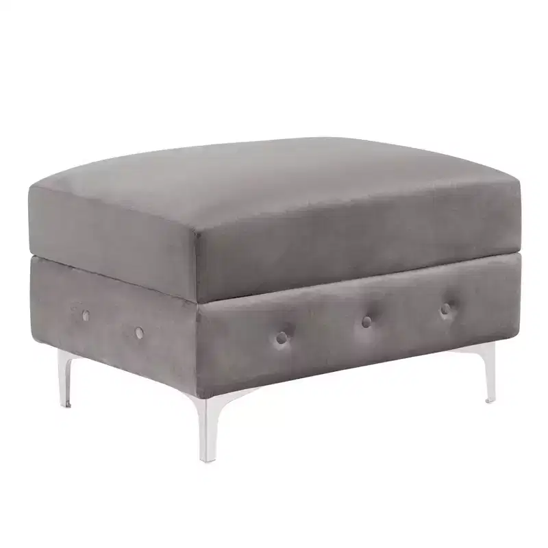 Elmhurst Glam Deep Button Tufted Ottoman Gray - HOMES: Inside + Out