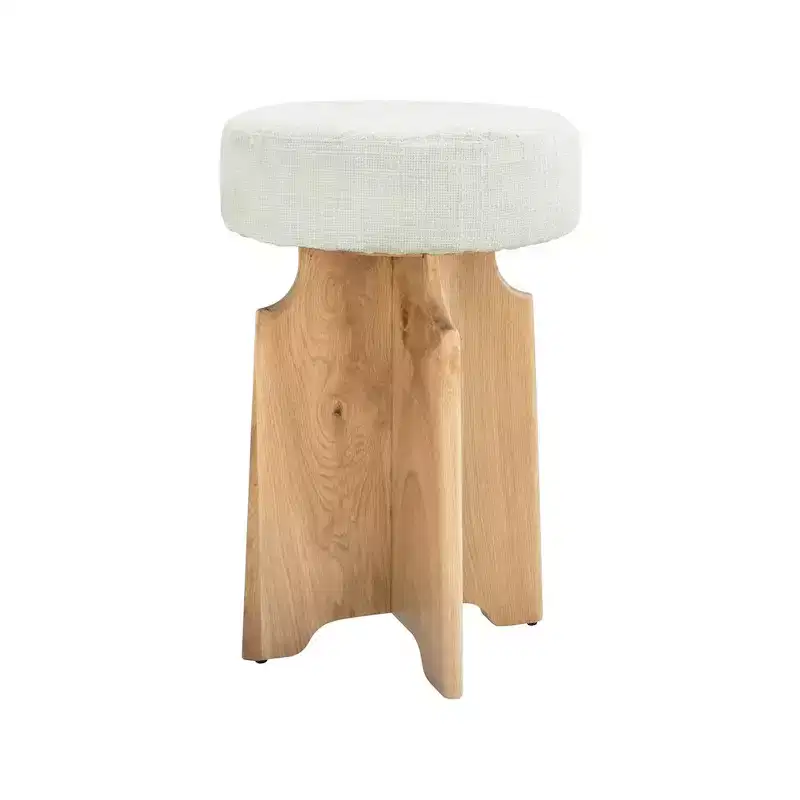Cream Boucle Fabric Counter Height Stool