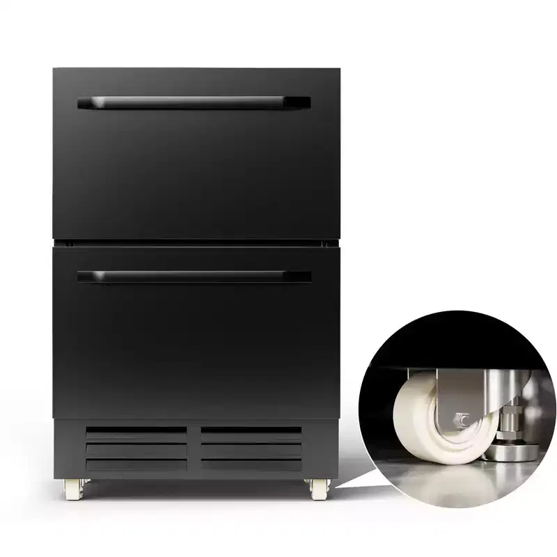 Hooure 24-Inch Built-In Dual-Drawer Beverage Refrigerator - Weatherproof Stainless Steel Outdoor Cooler
