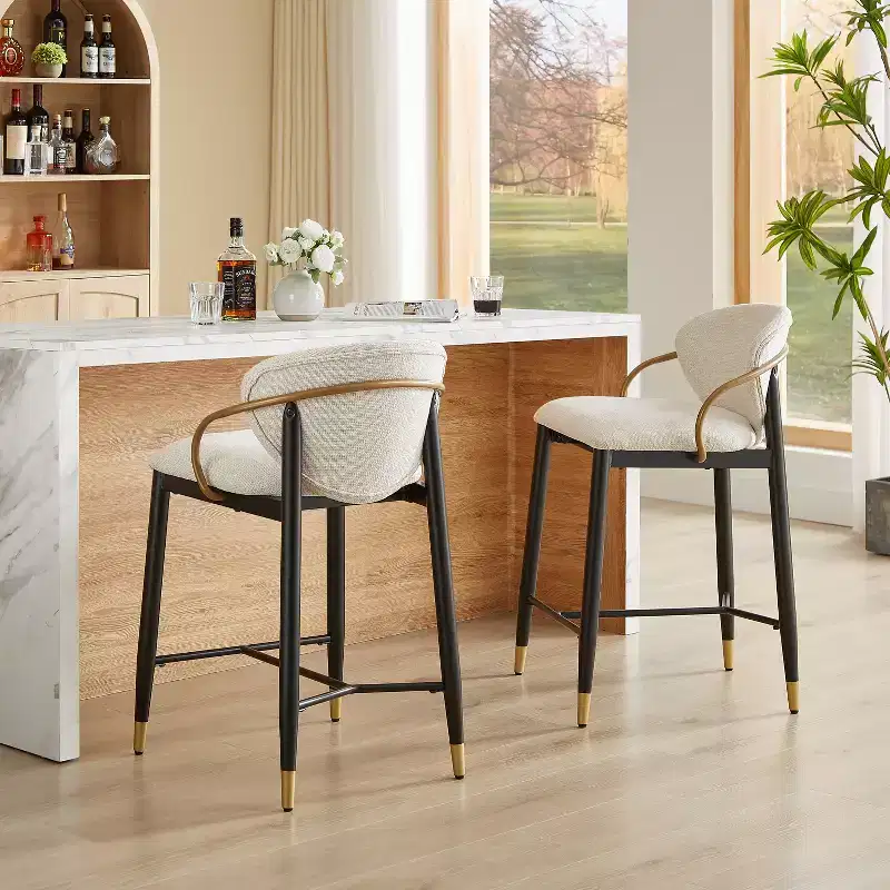 Christopher Knight Home Anan Modern Metal Upholstered Counter Stools (Set of 2)