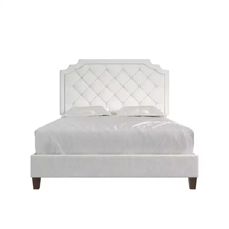 Upholstered Platform Bed with Tufted Headboard
