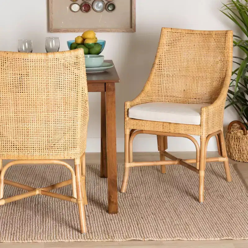 bali & pari Bella Modern Bohemian Natural Brown Rattan Dining Chair