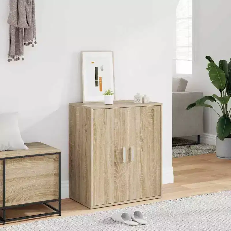 Shoe Cabinet Oak Engineered Wood Compact