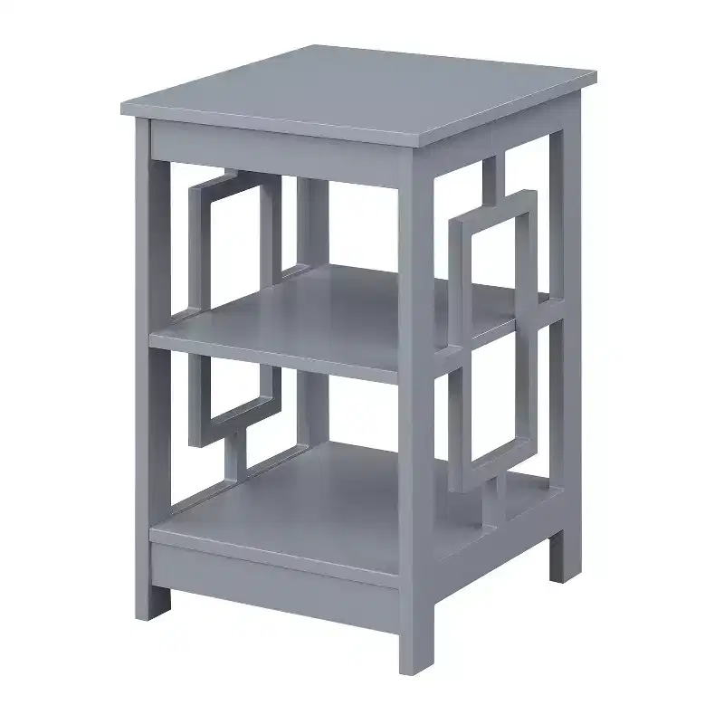 HomeStock Belmont Square End Table with Open Concept Design, Spacious Shelves and Symmetrical Frame, Modern Accent Table for Living Room