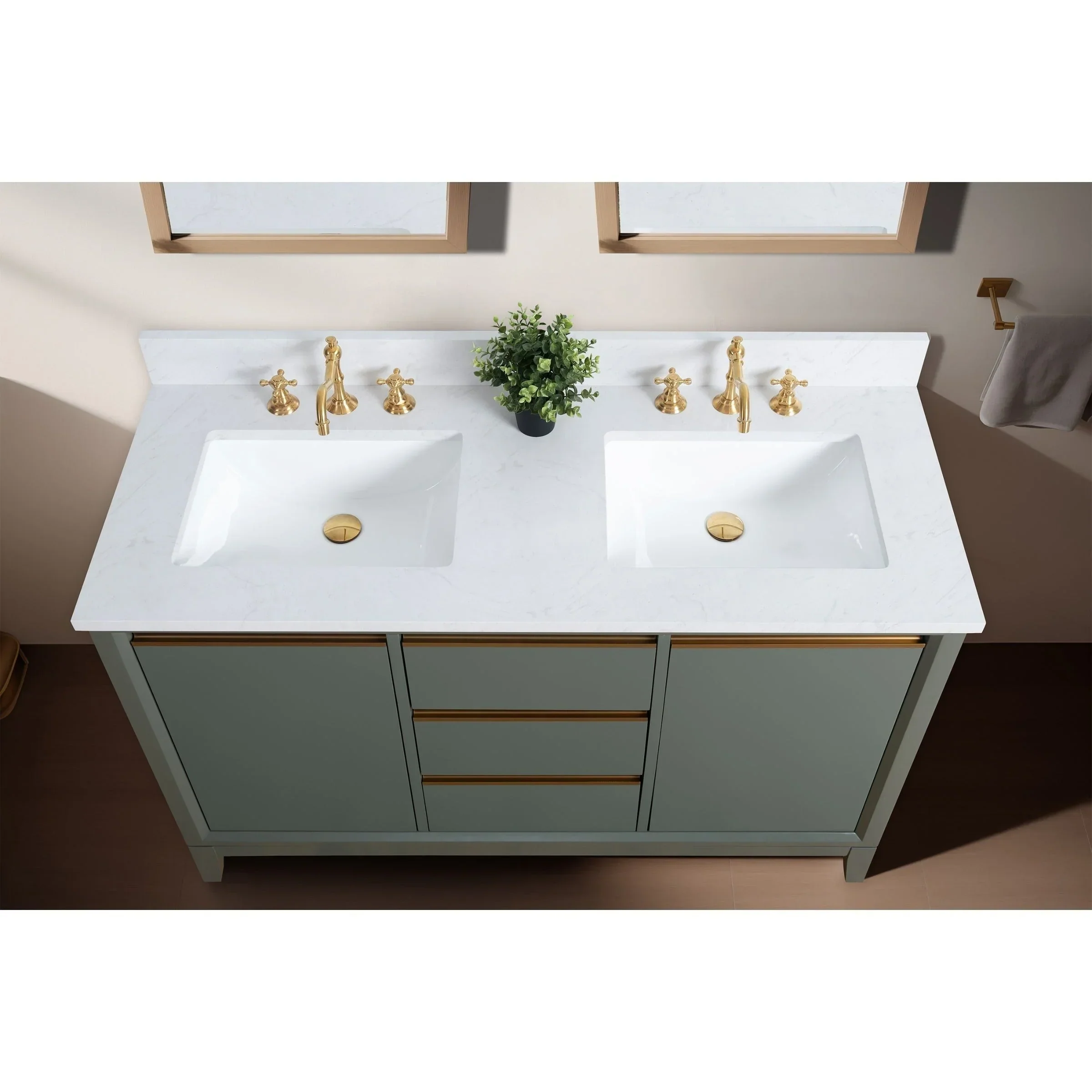 Vanity Art Bathroom Vanity with Ceramic Sink and Engineered Marble Top