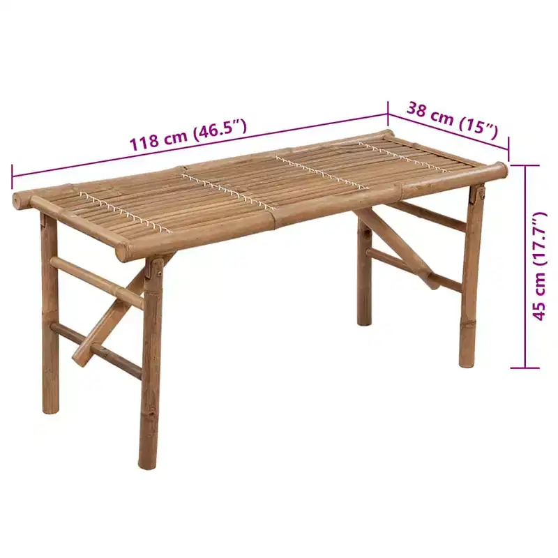 Garden Bench Natural Bamboo Bamboo and Polyester Foldable