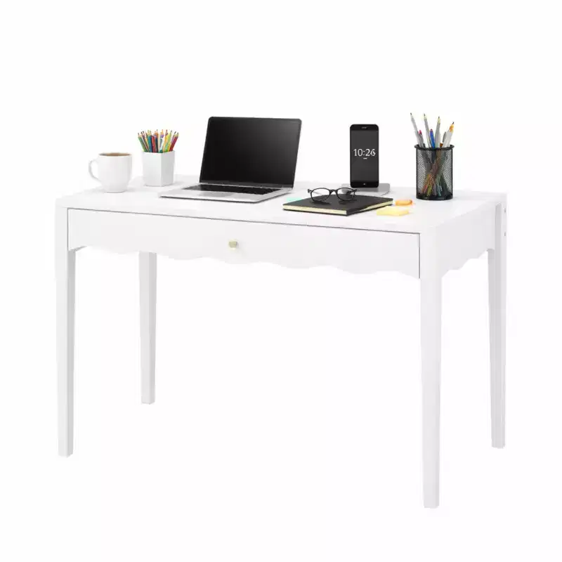 White Makeup Vanity Dressing Table with Drawer, Compact Writing Desk & Entryway Console Table (Table Only)