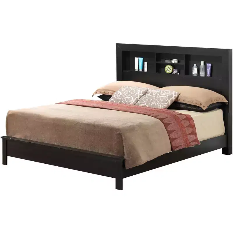 Passion Furniture Burlington Full Platform Bed with Storage Shelves