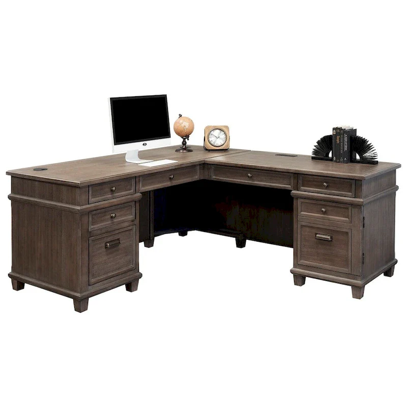 Wood L-Desk & Return, Writing Table, Office Desk, Gray