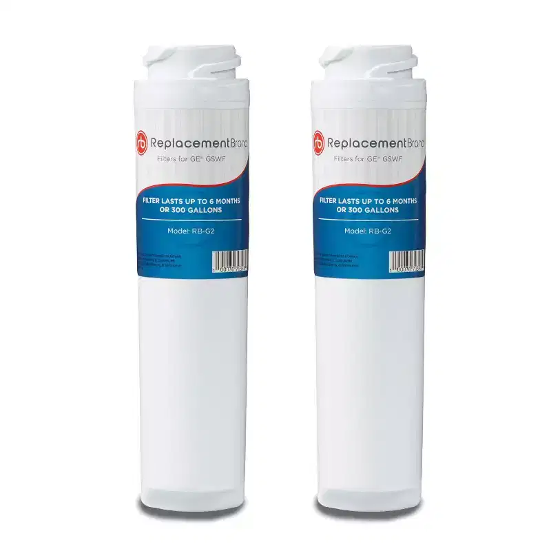 GE GSWF Comparable Refrigerator Water Filter (2pk): ReplacementBrand, GE® RPWFE™ Compatible, White, Plastic, Charcoal