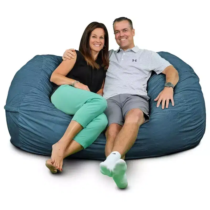 White Faux Fur Bean Bag Lounger – 2-Seat Indoor Chair