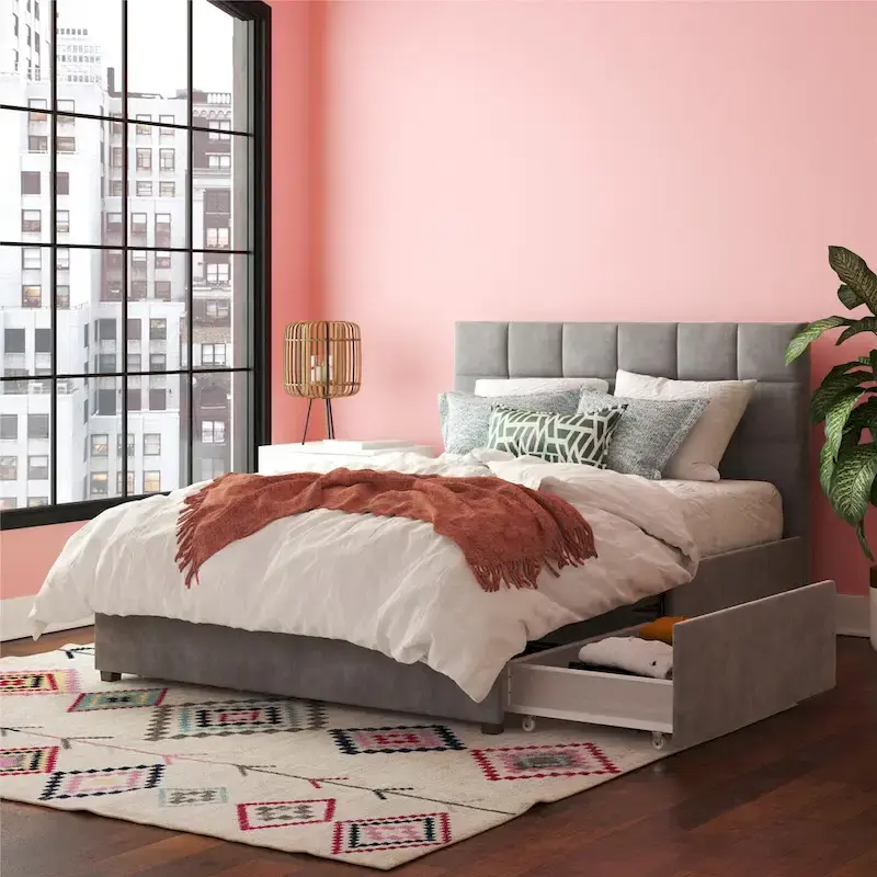 CosmoLiving Serena Upholstered Bed with Drawers