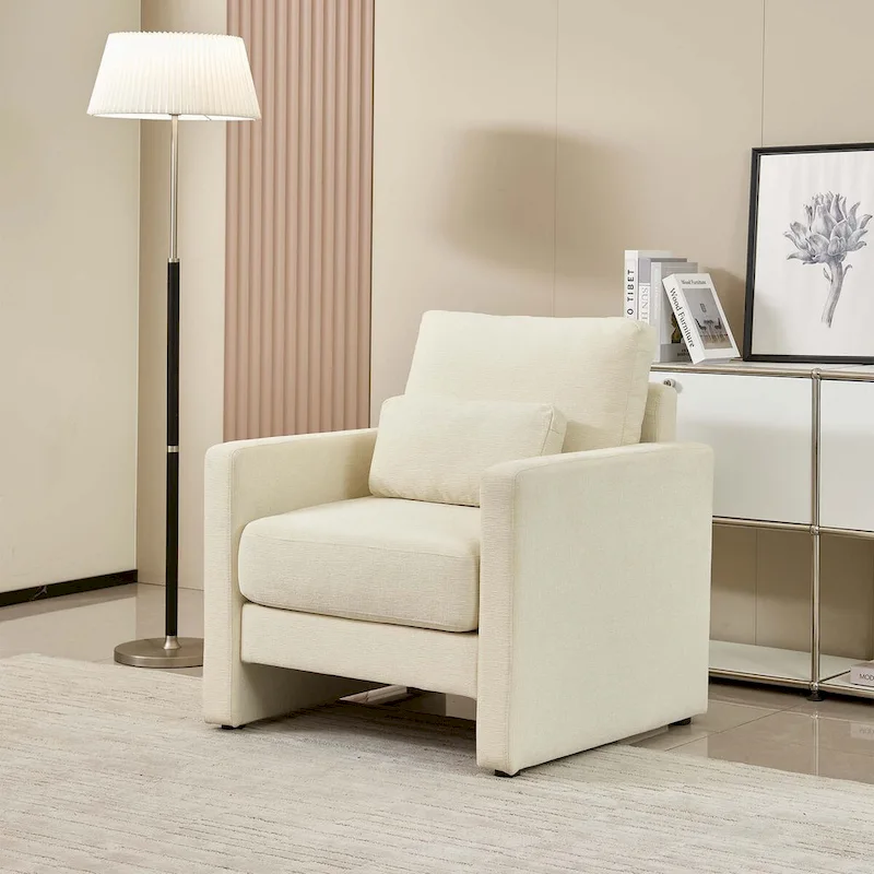 Chenille Upholstered Accent Chair with Armrests